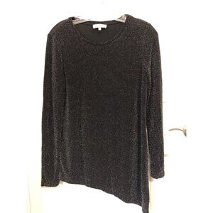 Calvin Klein Shimmer Black/Silver Asymmetrical Blouse Size XS